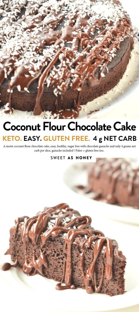 Coconut flour chocolate cake - keto + paleo - Sweetashoney Coconut Flour Chocolate Cake, Chocolate Avocado Cake, Coconut Flour Cakes, Paleo Chocolate Cake, Coconut Flour Recipes, Keto Chocolate Cake, Gluten Free Chocolate Cake, Keto Cake, Low Carb Dessert