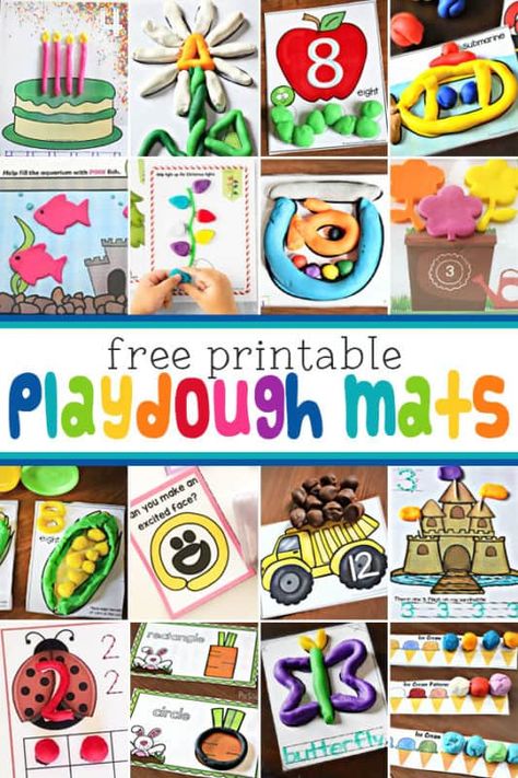 Do your kids love playing with playdough? Toddler, preschool, pre-k, kindergarten, and first grade students love shapping, molding, and creating with playdough activities. If you are looking for playdough ideas you will love all our homemade playdough easy and free printable playdough mats to encourage creativity, play, and strengthening hand muscles while having FUN! Printable Sensory Activities, Play Doh Center Ideas, Play Doh Learning Activities, Playdoh Center Ideas, Play Doh Activities For Toddlers, Preschool Play Doh Activities, Hand Strengthening Activities For Kids, Playdough Learning Activities, Playdough Printables