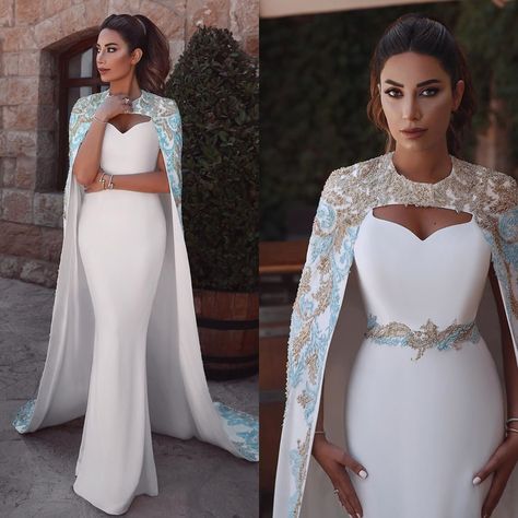 Detachable Jacket, White Prom Dresses, White Evening Dresses, Beaded Prom Dresses, White Prom, Cape Wedding Dress, Gaun Fashion, White Evening Dress, Prom Dresses Two Piece