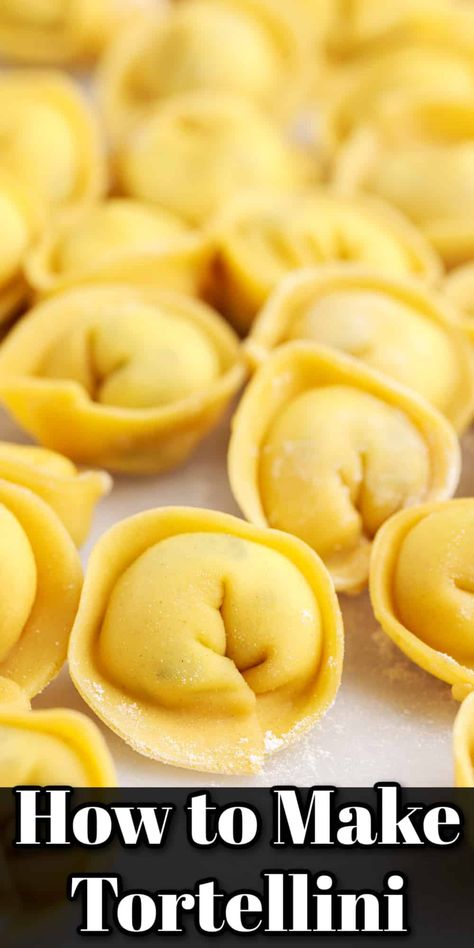 How to Make Tortellini Homemade Tortilini Recipes, Tortellini Recipes Homemade, How To Make Tortellini Pasta, Homemade Cheese Tortellini Recipes, Homemade Tortalini, Home Made Tortellini, Fresh Tortellini Recipes, Tortalini Pasta, Homemade Tortellini Recipes