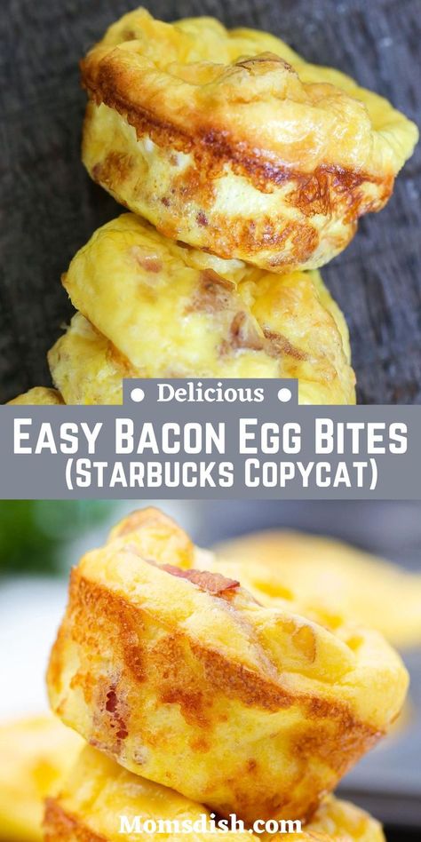 Low Carb Egg Bites, Bacon Egg Bites, Quick Egg Recipes, Quick Breakfast Sandwich, Homemade Bacon, Starbucks Egg Bites, Egg Bites Recipe, Easy Bacon, Bacon Egg And Cheese