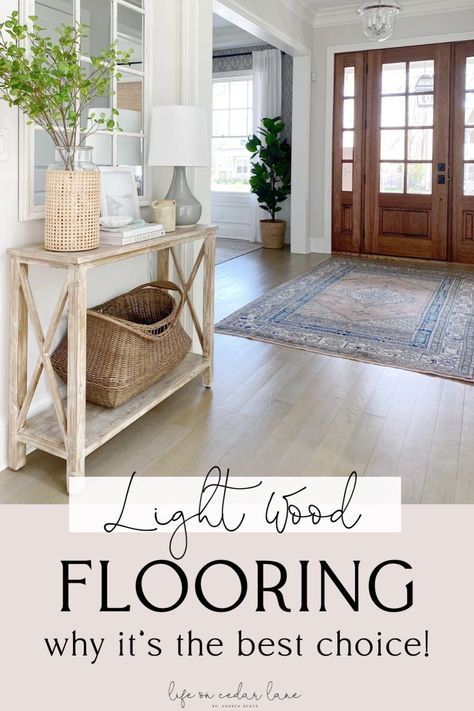 Find out why we adore Light Wood Flooring in our comprehensive blog post. Whether you're drawn to the sleek look of Light Lvp Flooring or the rich texture of Oak Hardwood Flooring, learn how these choices can elevate your home's design. Perfect for creating a bright and airy atmosphere, light wood flooring is a timeless favorite. Light Lvp Flooring, Luxury Vinyl Plank Flooring Colors, Vinyl Plank Flooring Colors, Light Wood Flooring, Life On Cedar Lane, Red Oak Floors, Types Of Wood Flooring, Hardwood Floor Colors, Light Hardwood