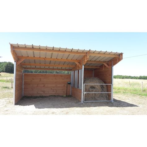 Cow Stable Ideas, Horse Shelter With Hay Storage, Horse Pasture Shelter, Hay Storage Ideas, Run In Shed For Horses, Cow Stall, Diy Shelter, Simple Horse Barns, Pasture Shelter