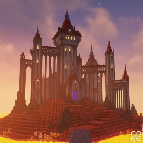 Minecraft Nether Castle Ideas, Minecraft Nether Fortress Ideas, Minecraft Nether Base Design, Nether Fortress Build, Black Castle Minecraft, Minecraft Vampire Build, Mc Mega Base, Vampire Castle Minecraft, Minecraft Mega Base Ideas Survival