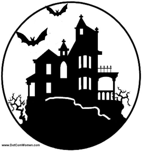 Haunted House Stencil                                                                                                                                                                                 More Halloween Pauroso, Sac Halloween, House Pumpkin, Printable Pumpkin Stencils, Halloween Luminaries, Scary Halloween Pumpkins, House Silhouette, Image Halloween, Halloween Printables Free