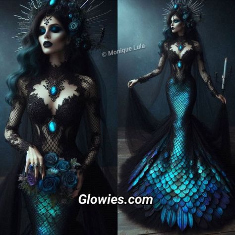 Goth Mermaid Costume, Gothic Mermaid Costume, Dark Siren Costume, Dark Mermaid Costume, Witch Moodboard, Sea Witch Costume, Gothic Mermaid, Siren Costume, Monique Lula