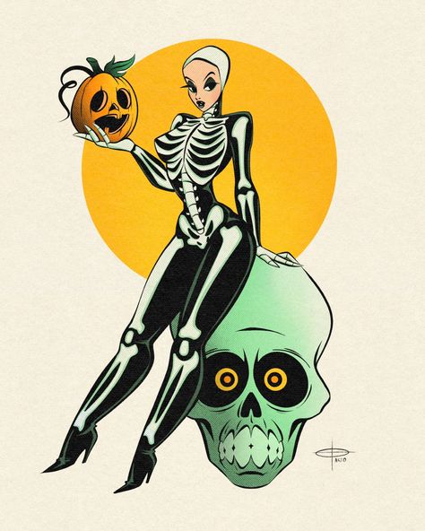 Art by @bloodknotcollective #halloween #halloween2022 #skeleton #pinup #vintage #digitalart #spooky #spookyseason #skull #pumpkin Halloween Pinup, Halloween Pin Up, Paint Inspo, Pinup Vintage, Skull Pin, Skull Pumpkin, Pix Art, Halloween Pins, Up Halloween