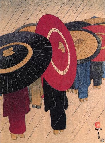 1915 Returning home by fritz capelari by mica12244art, via Flickr Japanese Woodcut, Japanese Umbrella, Art Chinois, Umbrella Art, Japanese Art Prints, Japanese Illustration, Japon Illustration, Walking In The Rain, Eastern Art