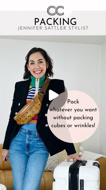 Jennifer Sattler STYLIST on Instagram: "Save this video so you can remember how to pack whatever you want without packing cubes or wrinkles for your next big trip. 

Comment links for my full proof, travel outfit formula and follow here on Instagram to see what’s in my suitcase this week during my life Styling session from coffee in my closet LIVE from Texas .

#Packing #travel #ltkcon #ltkcreators #packingtips #packingvideo" Packing Outfits For Travel, Packing Travel, Travel Hack, Packing Luggage, Packing Clothes, Outfit For Travel, Suitcase Packing, Outfit Formulas, Packing Cubes