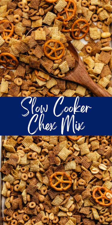 Slow Cooker Chex Mix - I Heart Eating Spiced Chex Mix Recipe, Large Batch Chex Mix Recipe, Crock Pot Chex Mix Recipes Slow Cooker, How To Make Chex Mix Homemade, Crockpot Check Mix Easy Recipes, Slow Cooker Chex Mix Recipes, Chex Mix On Blackstone, Microwave Chex Mix Recipes, No Bake Chex Mix Recipes