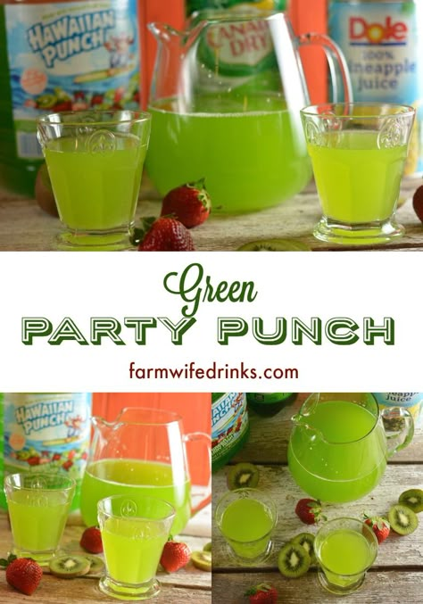 Looking for an easy green punch? This 3 ingredient green punch recipe is easy to make with Hawaiian punch, pineapple juice, and ginger ale and sure to be a favorite at a green-themed party. Sage Green Punch Recipe, Yoda Soda Recipe, Green Punch Recipe, Mermaid Punch, Yoda Soda, Green Punch Recipes, Party Food For Adults, Grinch Punch, Green Punch