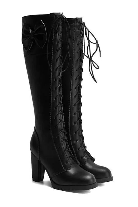 Platform Knee High Boots Outfits, Vampire Heels, Winter Boots Heels, Highheel Boots, Combat Boots With Heels, Hight Boots, Boot High Heels, High Heel Boots Black, Heeled Black Boots