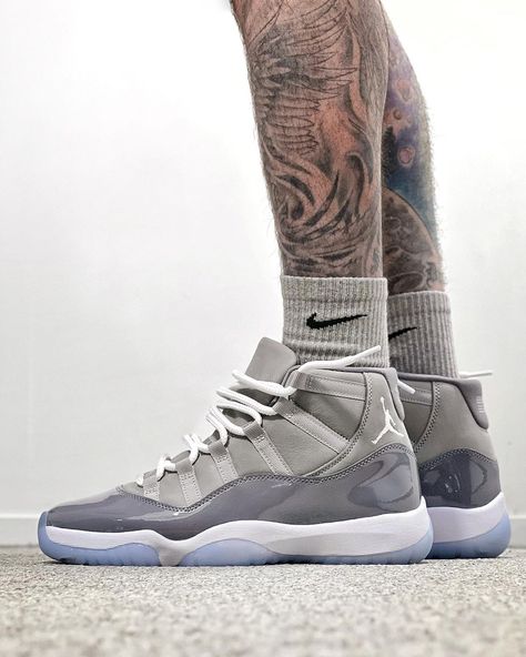 Since its debut in 2001, the Air Jordan 11 Cool Grey has become one of the most celebrated colorways in the Jordan 11 catalog. Pick up the Nike Air Jordan 11 Retro 'Cool Grey' at #kickscrew now! Jordan Shoes Retro 11, Aj11 Outfit Men, J11 Air Jordans, Jordan 11 Cool Grey Outfit Men, Jordan Retro 11 Outfit Men, Air Jordan 11 Outfit Men, Jordan Retro 11 Outfit, Jordan 11 Outfit Men Style, Jordan 11 Cool Grey Outfit