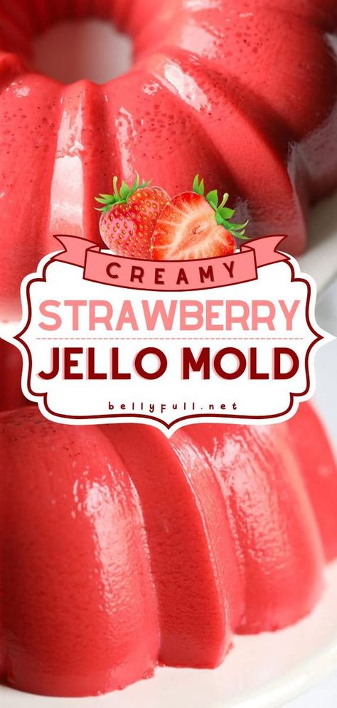 A super easy, delicious Thanksgiving dessert for a small crowd! A few pantry ingredients are all you need for this Thanksgiving sweet treat. Feel free to make this vintage creamy jello mold recipe with strawberry, raspberry, or cranberry! Strawberry Jello Mold Recipes, Jello With Raspberries, Easy Jello Mold Recipes, Best Jello Recipes, Strawberry Jello Dessert Recipes, Cream Jello Recipes, Strawberry Pineapple Jello, Jello Recipes Easy, Jello Mold Ideas