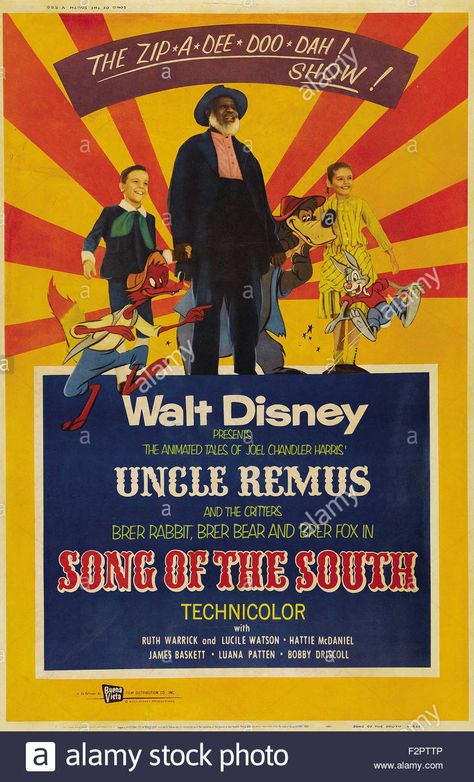 Download this stock image: Song of the South - Movie Poster - F2PTTP from Alamy's library of millions of high resolution stock photos, illustrations and vectors. Uncle Remus, South Movie, Song Of The South, Disney Movie Posters, Disney Live Action Movies, Disney Presents, Splash Mountain, Bing Crosby, Tom Sawyer