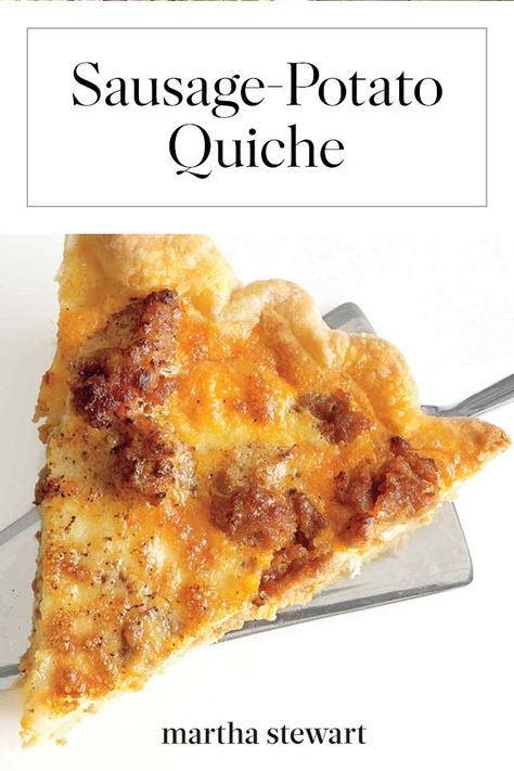 Favorite Quiche Recipes | Spicy sausage, tender steamed potato, and a good measure of Parmesan cheese give Italian flair to this stick-to-your-ribs brunch dish.  #food #recipe #eggs #marthastewart #brunchrecipes Sausage And Potato Quiche, Sausage Potato Quiche, Quiche With Potatoes, Sausage Recipes Potatoes, Sausage Quiche Recipes, Pork Ideas, Potato Quiche, Best Quiche Recipes, Potato Tart