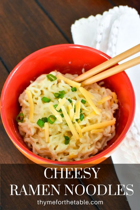 This Cheesy Ramen Noodle Recipe is a new spin on your favorite instant noodle recipe! Creamy cheesy ramen noodles are the perfect quick lunch! There are only a handful of ingredients in these cheese noodles. The ingredients that are required are all simple ingredients that are likely already in your fridge! Cheesy instant ramen may become a new favorite lunch idea! Cheesy Ramen Recipe, Cheesy Ramen Noodles, Cheesy Ramen, Ramon Noodles, Ramen Noodle Recipe, Ramen Noodles Recipe, Gluten Free Ramen, Cheese Ramen, Cheese Noodles