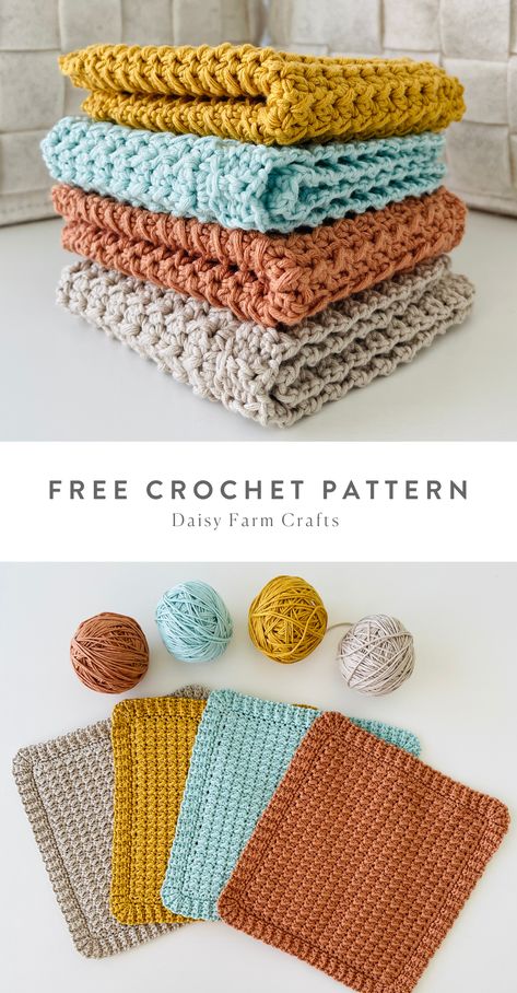 Woven Crochet Pattern, Crochet Patterns Washcloths, Simple Crochet Projects Free Pattern, Crochet Patterns With Cotton Yarn Free, Dish Rag Crochet Pattern Free, Crochet Pattern Cotton Yarn, Farmhouse Crochet Patterns Free, Fast Crochet Dishcloth Patterns, Peaches And Cream Yarn Patterns Crochet