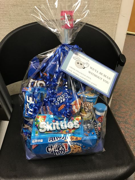 Co Worker Good Bye Gift, Miss You Baskets Gift Ideas, Going To Miss You Gifts, Goodbye Decorations For Coworker, Job Change Gift Ideas, Neighbor Goodbye Gift, Goodbye Party For Coworkers, Coworker Parting Gift, Goodbye To Coworker Gift