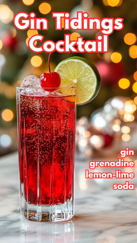 Gin Tidings Cocktail Recipe Christmas Gin Drinks, Lemon Gin Cocktail, Gin Cocktails Recipes, Christmas Gin Cocktails, Gin Cocktails Easy, Best Christmas Drinks, Unique Alcoholic Drinks, Mixed Drinks Alcoholic, Cocktail With Gin