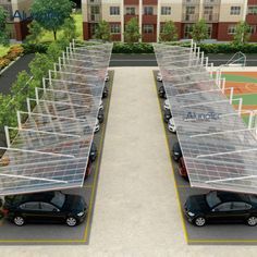 Parking Lot Design Landscape Ideas, Parking Plan, Aluminum Carport, Parking Lot Architecture, Eco Technology, Architecture Reference, Diy Carport, Green Infrastructure, Carport Covers