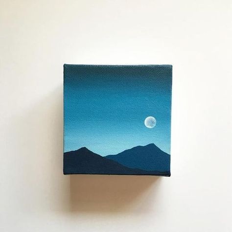 30 DIY Easy Canvas Painting Ideas for Beginners Canvas Art Ideas Easy Acrylic Paintings, Miniature Watercolor Painting, Twilight Blue, Small Canvas Paintings, Simple Canvas Paintings, Cute Canvas Paintings, Easy Canvas Art, Easy Canvas Painting, Seni Cat Air