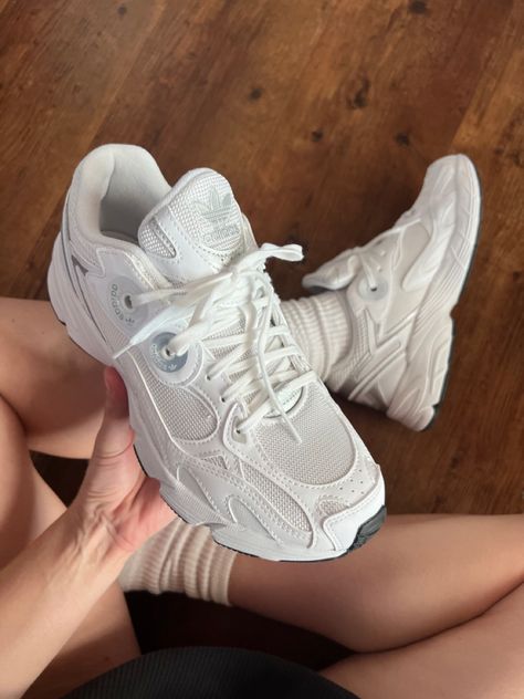 Shoes adidas outfits fashion Amazon finds style Adidas Astir Outfit Aesthetic, Exercise Shoes Aesthetic, White Dad Shoes, Adidas Chunky Shoes, White Chunky Tennis Shoes, Dad Shoes Women, Cute White Tennis Shoes For Women, Chunky Gym Shoes, Chunky White Tennis Shoes