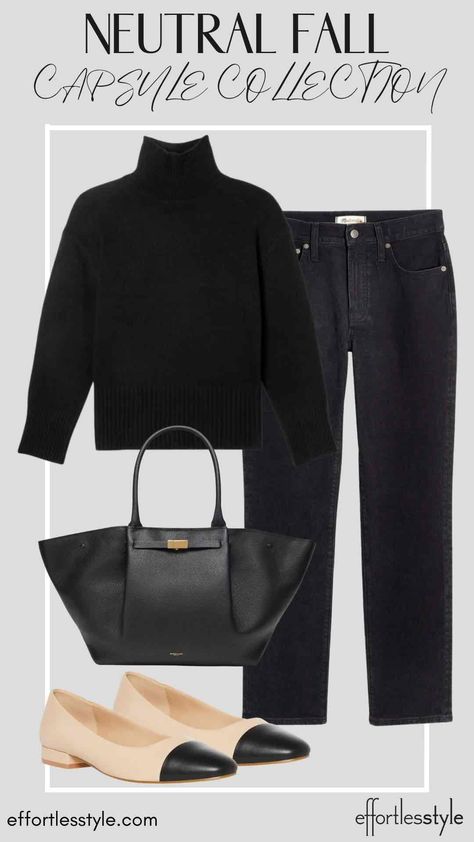 Seattle Vibes, Capsule Wardrobe Black, Outfit Black Jeans, Black Sweater Outfit, Realistic Fashion, Spring Summer Capsule Wardrobe, Minimalistic Outfits, Wardrobe Black, Wardrobe Designs