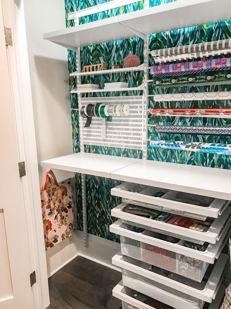 Wrapping Station In Closet, Gift Wrapping Storage Closet, Craft And Wrapping Station, Gift Wrapping Closet Organization, Wrapping Paper Organization Station, Wrapping Paper Closet Organization, Gift Wrap Closet Organization, Wrapping Paper Organization Closet, Wrapping Closet Organization