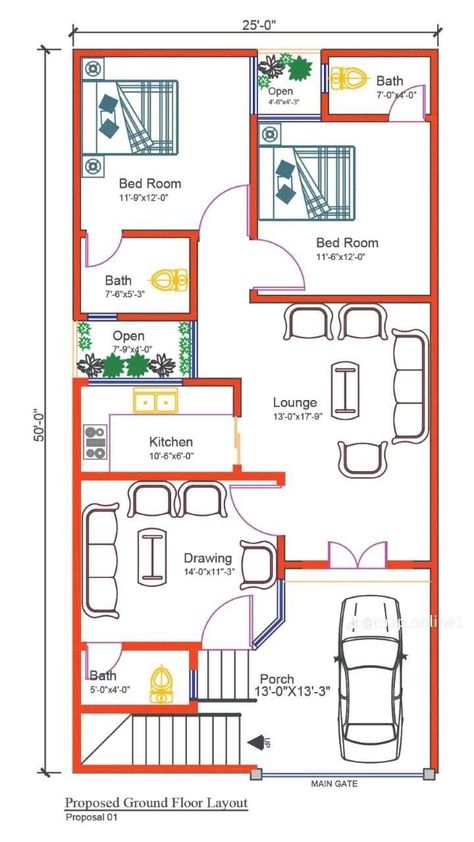 25×50 House Plan, 5 Marla House Plan, Smart House Plans, 30x50 House Plans, Sohail Khan, 20x30 House Plans, 20x40 House Plans, 30x40 House Plans, Narrow House Plans