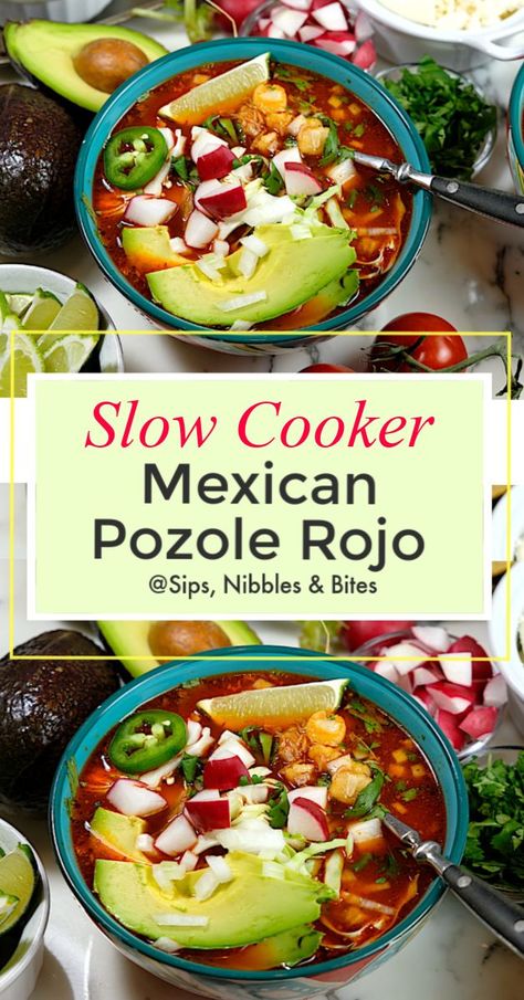 Pozole Recipe Pork, Pozole Rojo Recipe, Hominy Stew, Mexican Pozole, Crockpot Recipes Mexican, Posole Recipe, Pozole Recipe, Slow Cooker Mexican, Authentic Mexican Recipes