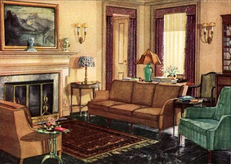 1930s Art Deco Interiors, 20th Century House, 30s Glamour, 1920s Living Room, 1930s Interior, 1920 House, 1920s Home Decor, 1920s Interior, Sala Vintage