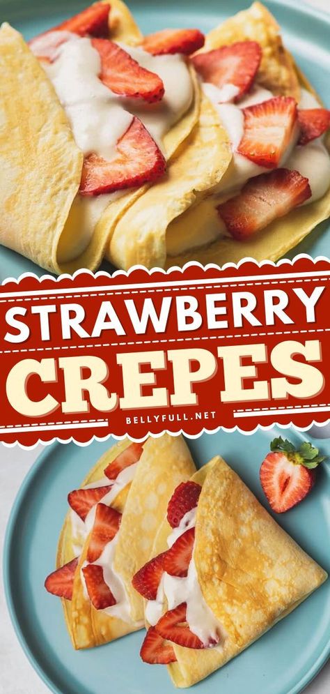 Strawberry Crepes Recipe, Breakfast Ideas Brunch, Sweet Breakfast Ideas, Banana Nutella Crepes, Sweet Crepes Recipe, Homemade Crepes, Sliced Fruit, Banana Crepes, Crepes Filling