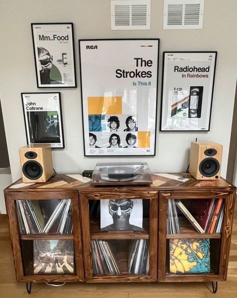 bbrothertedd Vinyl Record Cabinet, Hallway Tables, Vinyl Room, Record Room, Room Redesign, Room Deco, Record Players, Entertainment Centers, Apartment Decor Inspiration