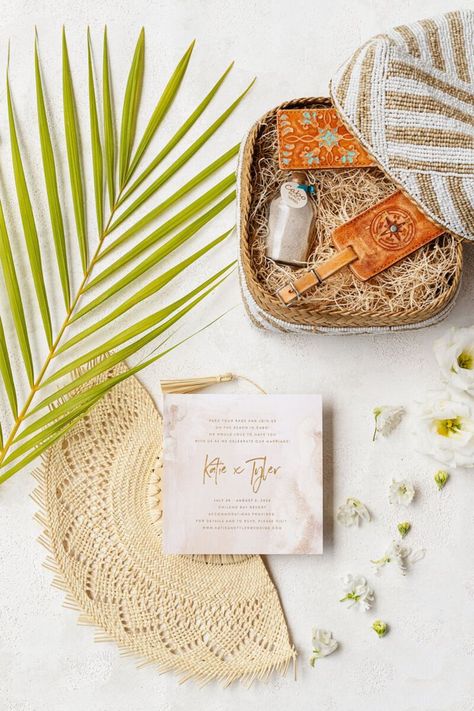 Rustic and Elegant Welcome Favors in Los Cabos Cabo Wedding Guests Welcome Favors, Destination Wedding Reception, Los Cabos Wedding, Leather Tags, Cabo Wedding, Cabo Weddings, Destination Wedding Inspiration, Beach Ceremony, Luxury Wedding Planner