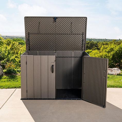 Garbage Can Storage Outdoor, Outdoor Garbage Storage, Garbage Can Shed, Trash Can Storage Outdoor, Garbage Can Storage, Pump Covers, Storm Shelters, Lawn Mower Storage, Garbage Storage