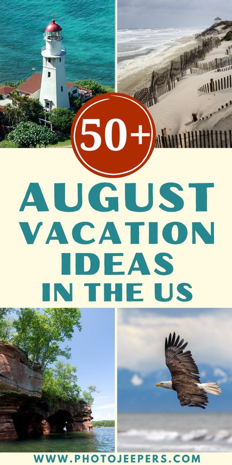 Short Vacation Ideas, Best August Vacations, Vacation Ideas In The Us, Best Us Vacations, Fun Places To Visit, Us Beach Vacations, Summer Vacation Ideas, Best Family Vacation Spots, Best Summer Vacations