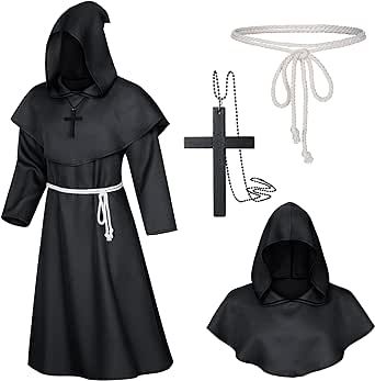 Crosses Necklace, Medieval Monk, Priest Robes, Priest Costume, Ancient Clothing, Cape Outfit, Dungeons And Dragons Figures, Wizard Costume, Dragons Clothes