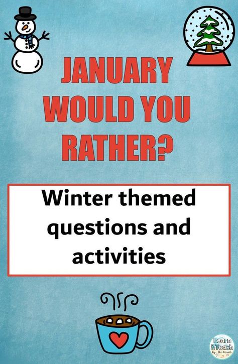 Do you need an activity for your morning meeting, your writing center, transitions or for a game of scoot? This product has 24 Would You Rather questions with a winter theme. You can use these questions and activities with your whole class, in small groups or with partners. #January #morningmeeting January Writing Prompts, January Writing, Elementary Writing Prompts, Childhood Activities, Classroom Routines And Procedures, Morning Meeting Activities, Rather Questions, Writing Lesson Plans, Online Music Lessons