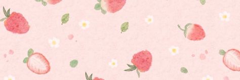 strawberry flower banner Strawberry Cover Photo, Peach Twitter Header, Pink Widget Medium, Strawberry Header, Notion Header, Strawberry Pictures, Twitter Cover Photo, Pink Wallpaper Laptop, Flower Banner