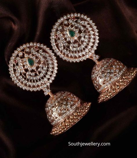 Close Setting Diamond Jewellery, Museum Statues, Diamond Earrings Indian, Diamond Jhumkas, Temple Jewellery Earrings, Perhiasan India, Gold Earrings Models, Diamond Pendants Designs, Indian Bridal Jewelry Sets