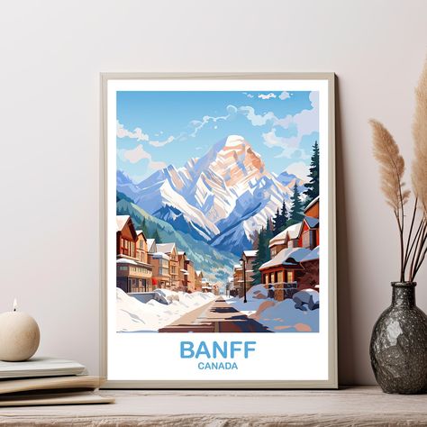 Banff Travel, Banff Winter, Snowy Wonderland, Travel Post, True Winter, Travel Postcard, Travel Stickers, Postcard Printing, National Park Posters