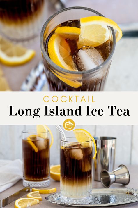 Achtung - es wird hochprozentig! Der Long Island Ice Tea sieht vielleicht recht unschulding nach Eistee aus, hat es aber ordentlich in sich. Der Longdrink schmeckt herb und angenehm fruchtig nach Zitrone. Zur nächsten Cocktail-Party solltest du den unbedingt mal ausprobieren! Long Island Iced Tea, Ice Tea, Iced Tea, Long Island, Cocktail Party, Frozen, Tea