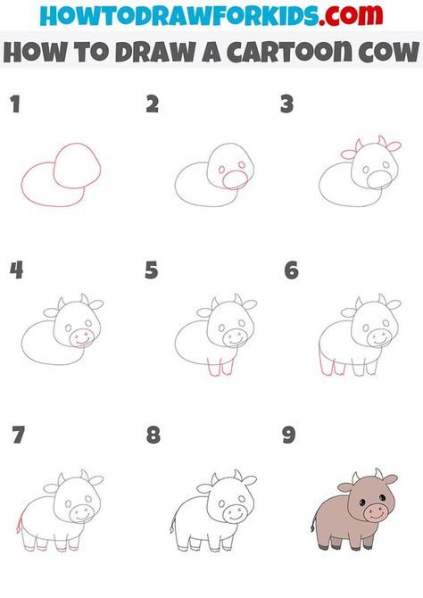 How to Draw a Cartoon Cow Drawings step by step for kids #drawingsstepbystepforkids Drawing ideas #drawingideas Drawing ideas for kids #drawingideasforkids 2.597 How To Draw A Unicorn Easy Kids, Cow Drawings, Drawing Ideas For Kids, Avengers Drawings, Easy Flower Drawings, Cow Drawing, Easy Animal Drawings, Unicorn Drawing, Disney Cartoon Characters