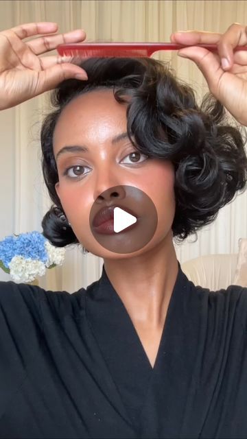 Roller Pins Hair, Formal Hair Short Bob, Silk Wrap Hairstyles For Black Women, Roller Set Short Hair Black Women, Short Haircuts For Women Black Hair, Bob Roller Set, Roller Set Curls For Black Women, Natural Hair Curly Bob, Pin Curls On Short Hair