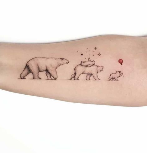 Realistic Grizzly Bear Tattoos, 4 Bears Tattoo, Mumma Bear Tattoo, Three Bears Tattoo, Family Animal Tattoos, 3 Bears Tattoo, Two Bears Tattoo, Tattoo Polar Bear, Polar Bear Tattoo For Women