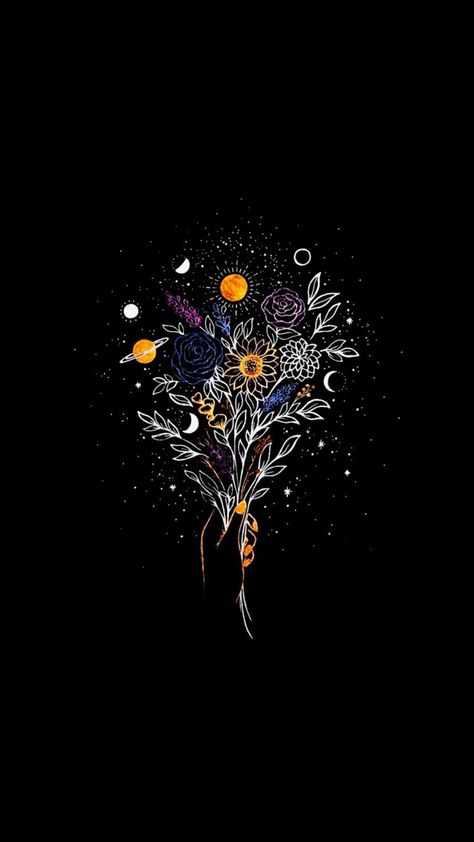 Witchy Wallpaper, Tapeta Galaxie, Plakat Design, Hippie Wallpaper, Tapeta Pro Iphone, Dark Wallpaper Iphone, Lukisan Cat Air, Black Aesthetic Wallpaper, Bouquet Of Flowers