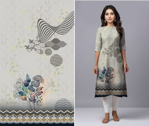 Daman Designs For Kurtis, Summer Fashion Illustration, Digital Kurti, Designs For Kurtis, Flower Pattern Design Prints, Wallpaper Indian, Kurti Suit, Kurta Patterns, Fabric Print Design