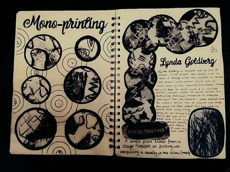 Monoprinting Gcse Art Sketchbook Monoprinting, Gcse Art Monoprinting, Monoprinting Sketchbook Page, Textiles Book, Title Fonts, Gcse Graphics, Artist Research Page, Gcse Sketchbook, Monoprint Art