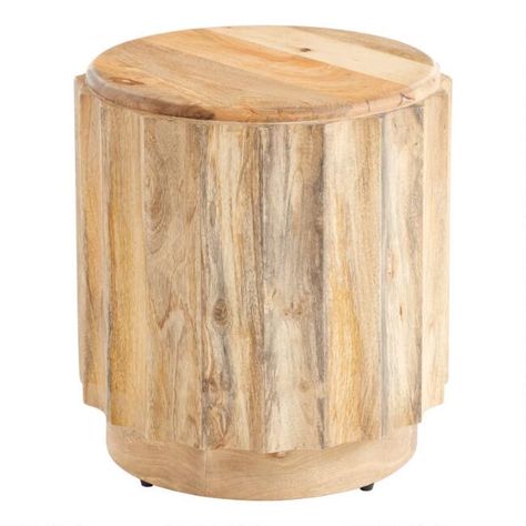 Round Driftwood Ridged Ishan Accent Table - v1 Outdoor Accent Table, Cost Plus World Market, Outdoor Side Table, Laptop Table, Living Room Collections, Table Display, Gold Wood, Small Tables, World Market